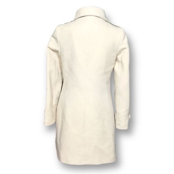 Mackage Wool Mid Length Cream Coloured Pea Coat with Leather Accents, Medium - Picture 9 of 14